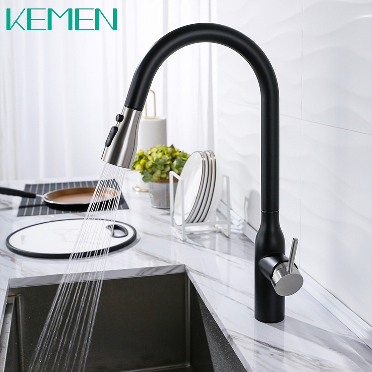 Wholesale Contemporary Faucet Pull Down Kitchen Sink Faucet 304 Stainless Steel Single Lever Kitchen Taps