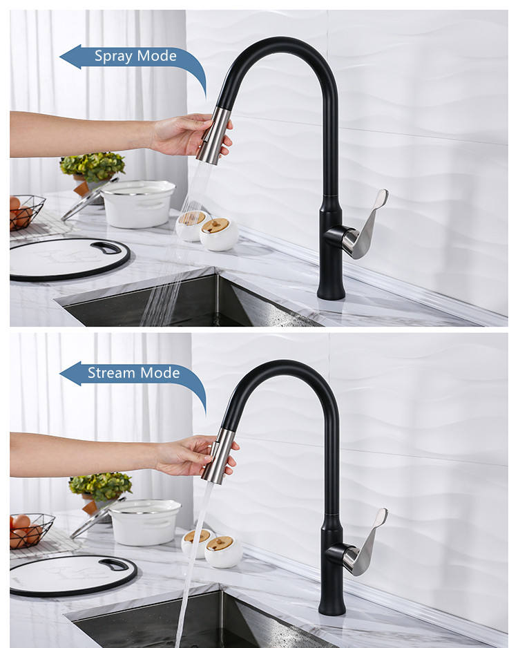 brushed brass pull down kitchen faucet