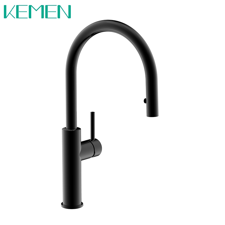 Unique High Quality Kitchen Faucet Hot Cold Water 304 Stainless Steel Pull Down Kitchen Sink Faucet in Black Color