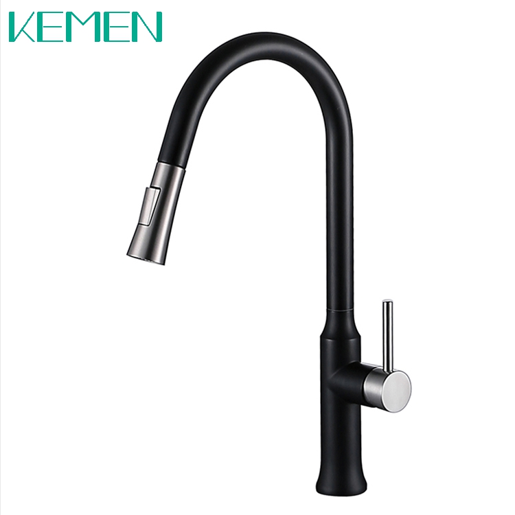 High Quality Faucets Ceramic Cartridge 304 Stainless Steel Taps Mixer Water Tap Kitchen Brushed Black Faucet for Sink