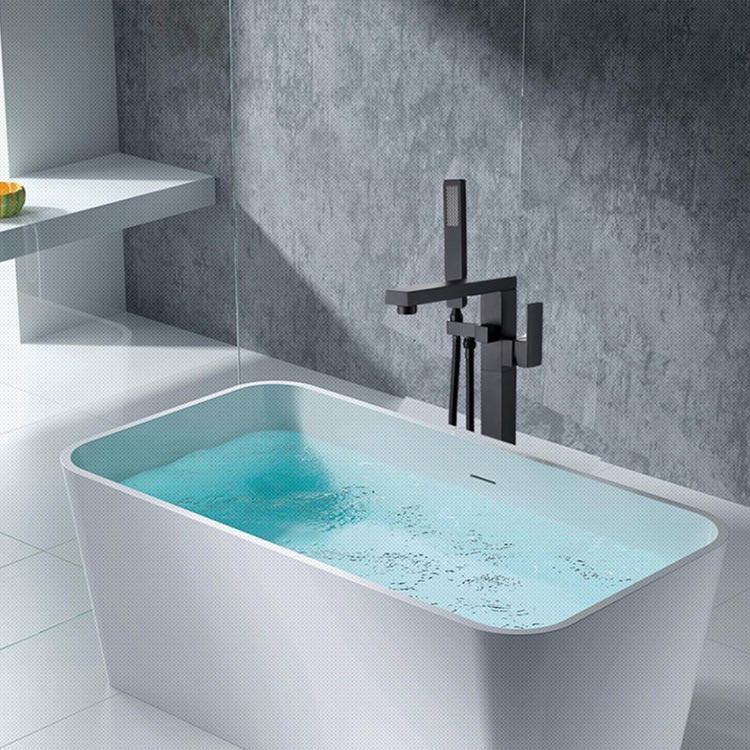 2022 Hot Sell Square Matte Black Bath Shower Mixer Freestanding Bathtub Faucet Set