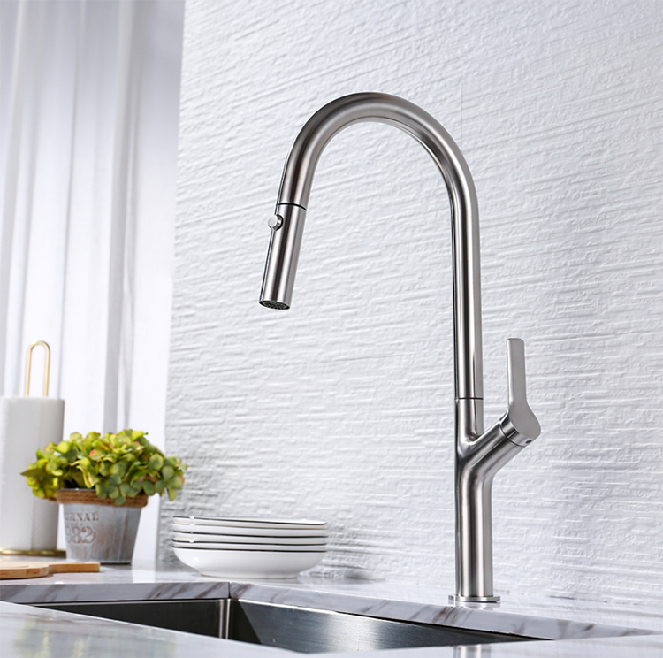 High Quality Mixer Water Tap Long Neck Kitchen Faucet Dual Function Pull Down Sprayer Kitchen Faucet