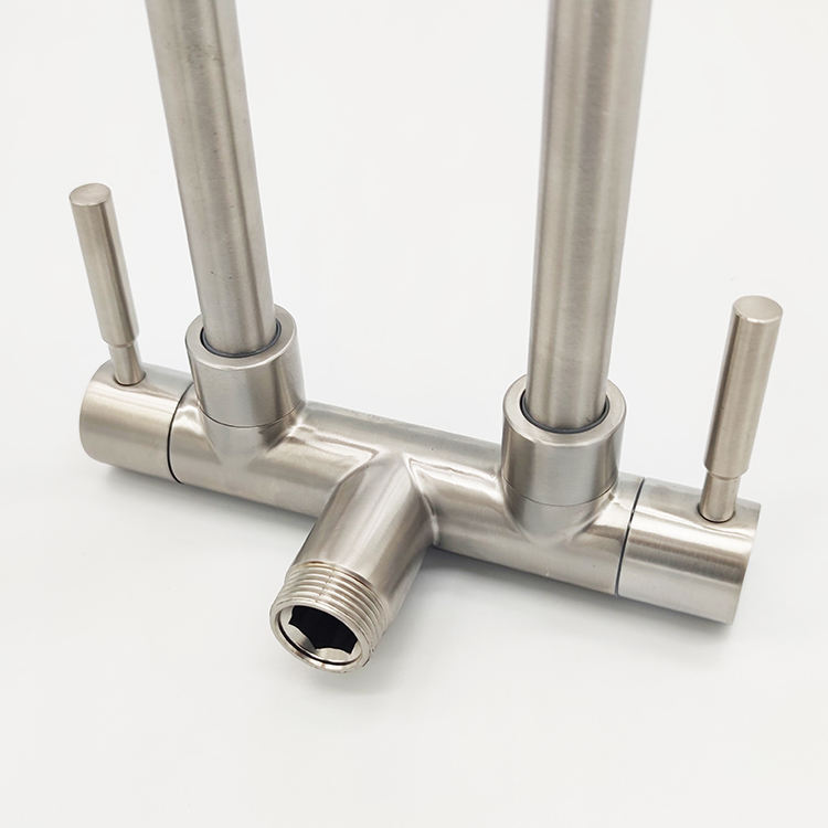 copper and black kitchen faucet