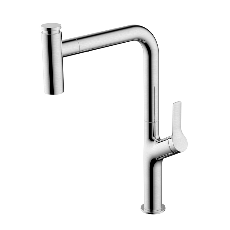 Commercial Kitchen Faucet Single Lever Pull Out Sprayer Flexible Mixer Taps Brushed Finished Kitchen Faucet