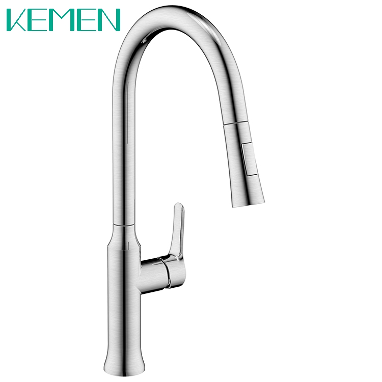 Modern 304 Kitchen Faucets Pull Down Tap Brushed Finished Kitchen Faucet With Sprayer