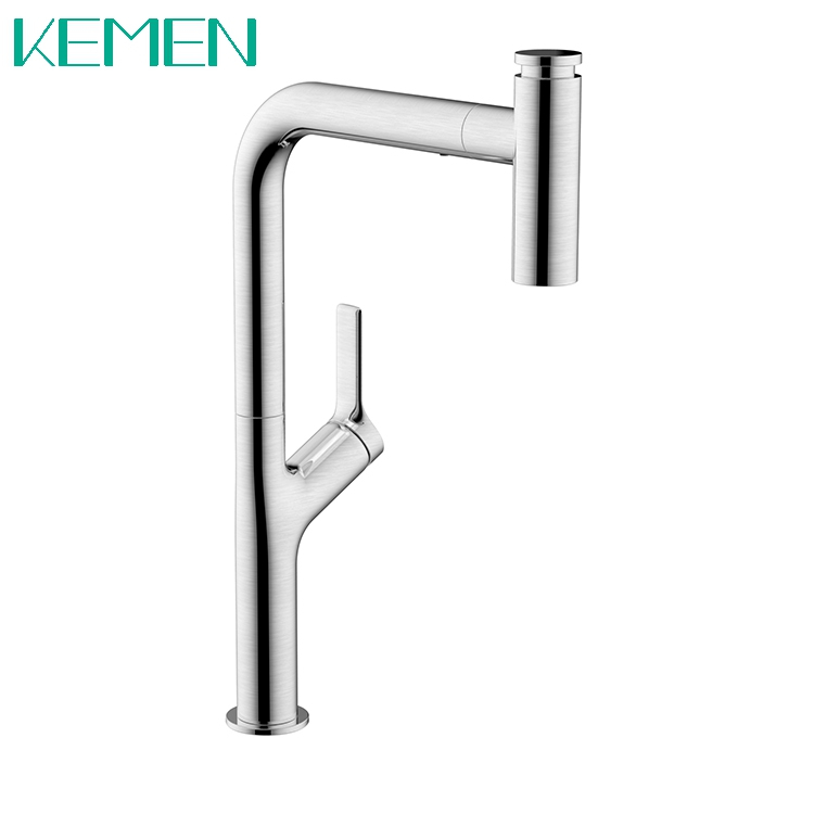 Lead Free Stainless Steel Faucet Single Lever Handle Pull Out Sprayer Kitchen Faucet Brushed Nickel Kitchen Taps