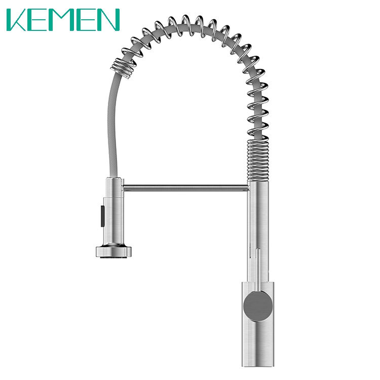 China Factory Contemporary Deck Mounted Kitchen Sink Mixer Tap Pull Down Spring Kitchen Faucet