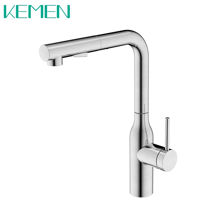 360 Degree Rotate Mixer Tap Modern Stainless Steel Single Handle Single Hole Pull Out Kitchen Faucet for Sink