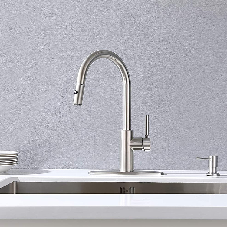 Amazon Hot Sale Kitchen Faucet Stainless Steel 304 Water Tap Pull Down Sprayer Kitchen Mixer Sink Faucets