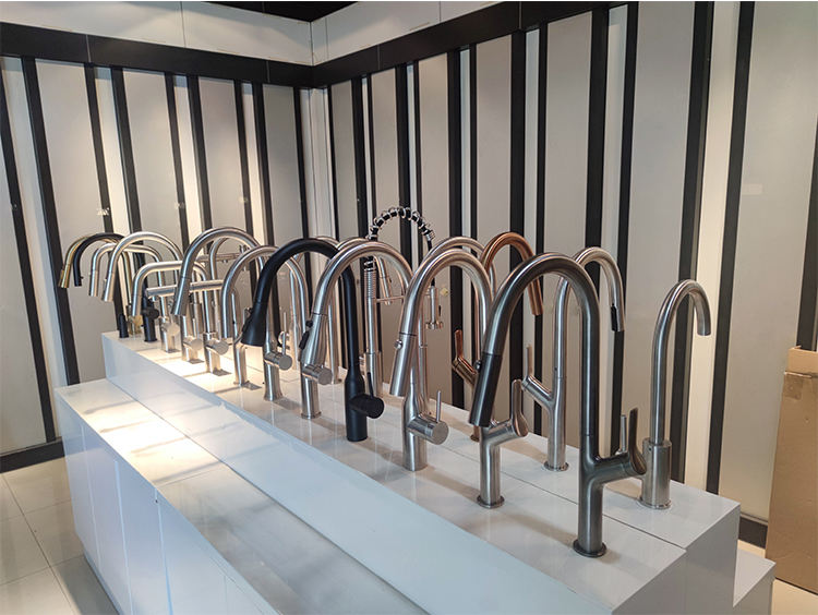 stainless sink black faucet