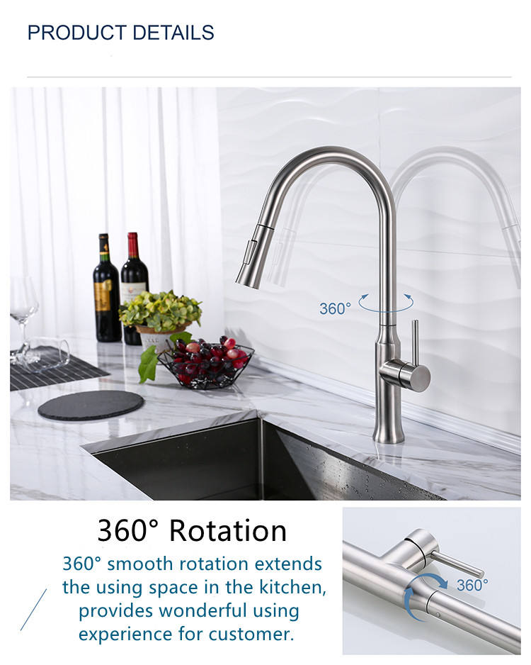 brushed nickel single hole kitchen faucet