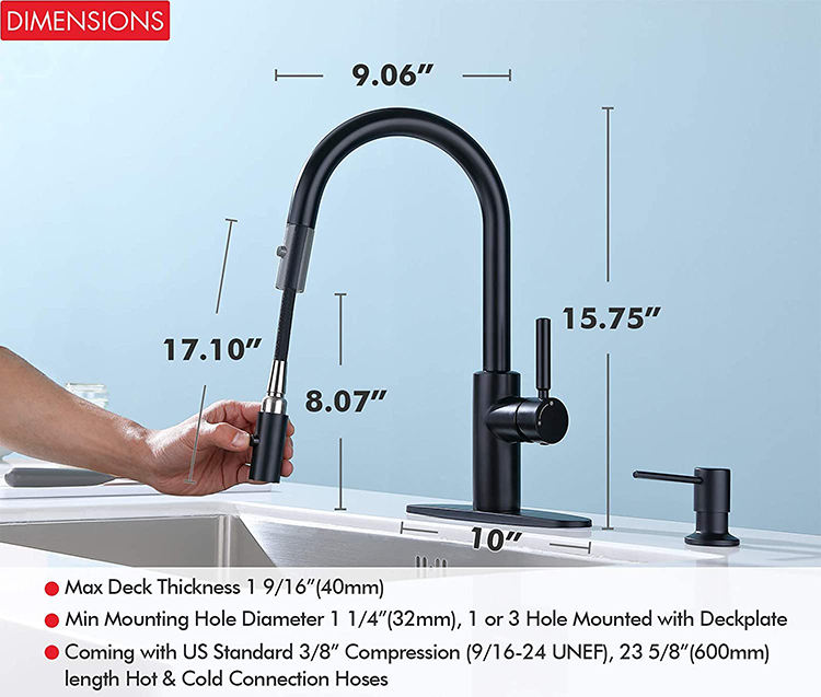 kitchen faucet for 3 hole sink