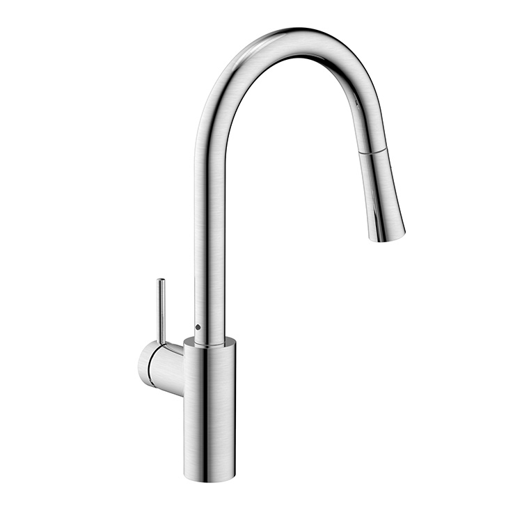 China Faucet 304 Stainless Steel Kitchen Sink Tap Single Handle Brushed Surface Pull Down Stainless Kitchen Faucets