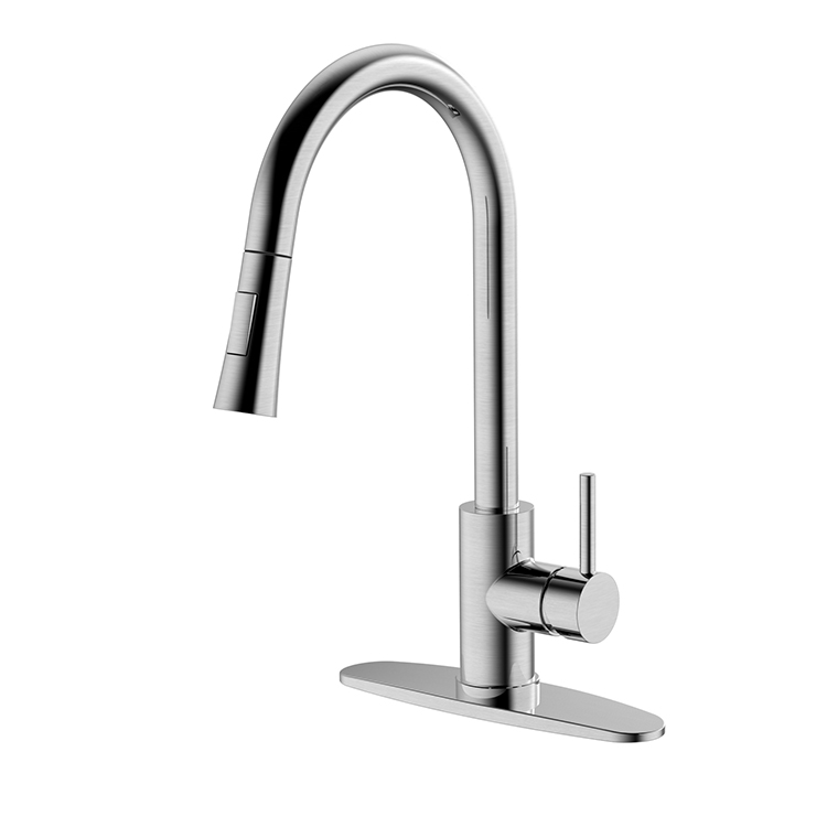 One Handle Kitchen Faucet 304 Stainless Steel Mixer Tap Lead-free Pull Down Kitchen Sink Faucet