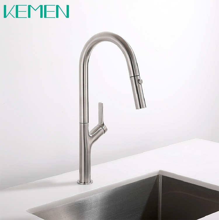 Factory direct sale Hot Cold Kitchen Faucet 304 Stainless Steel Water Tap Lead-Free Kitchen Faucet Pull Down Sprayer