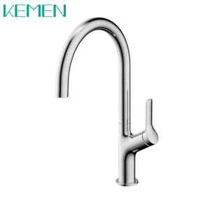 China Hot Sale One-handle Brushed Stainless Steel 304 Faucet Tap High Arc Mixer Kitchen Tap Lead-free Kitchen Faucet Mixer