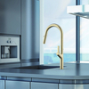 Luxury Deck Mounted Sink Faucet 304 Hot And Cold Water Brushed Gold Kitchen Faucet