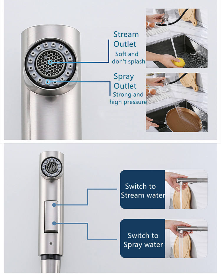 2 hole kitchen faucet with pull down sprayer