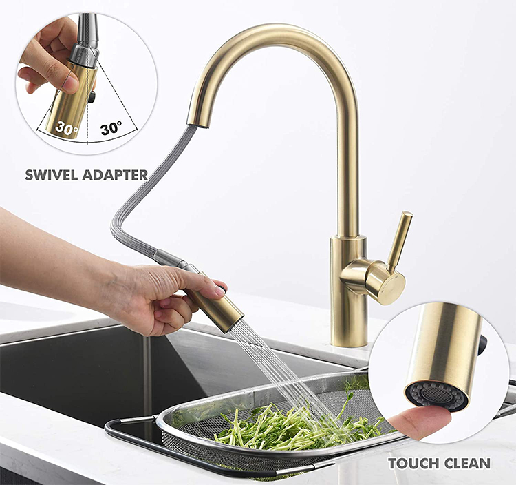 2021 Amazon Top Selling Stainless Steel 304 Deck Mounted 360 Degree Rotation Kitchen Taps Sink Faucet Kitchen Pull Down Faucet