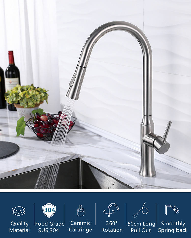 brushed nickel pull down faucet