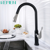 China Hot Sale Black Kitchen Faucets Pull Down Kitchen Tap 304 Stainless Steel Mixer Faucets