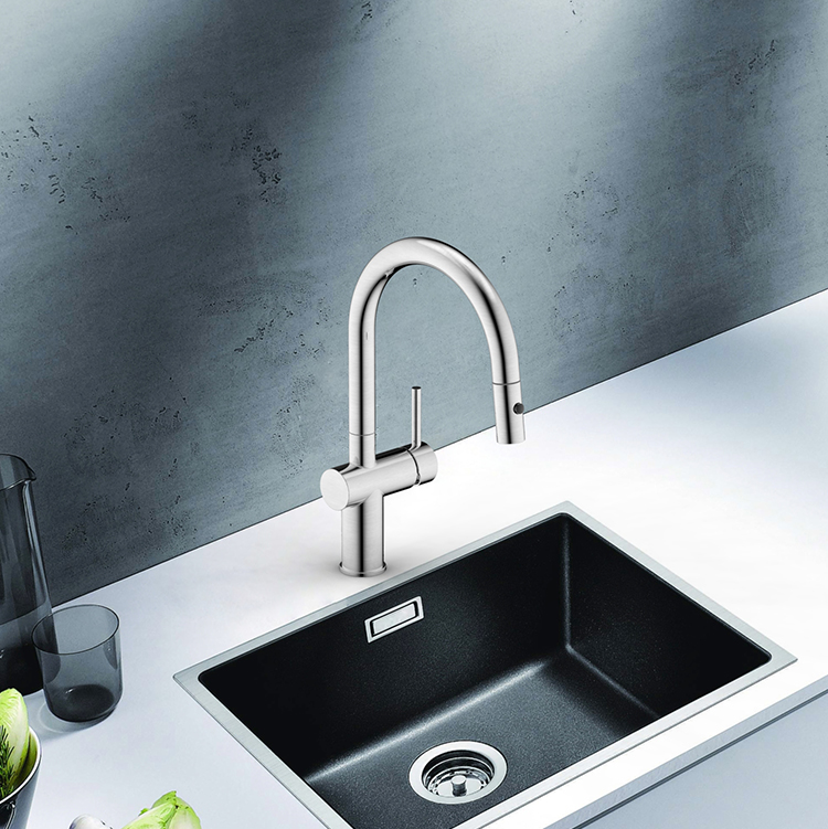 Kemen 2 Functions Single Hole Single Handle Flexible Hose Stainless Steel 304 Pull Down Kitchen Faucet
