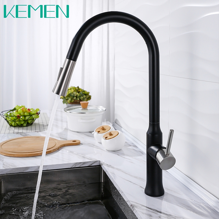 High Quality 304 Stainless Steel Faucet Mixer One Handle Taps Kitchen Faucet Pull Down