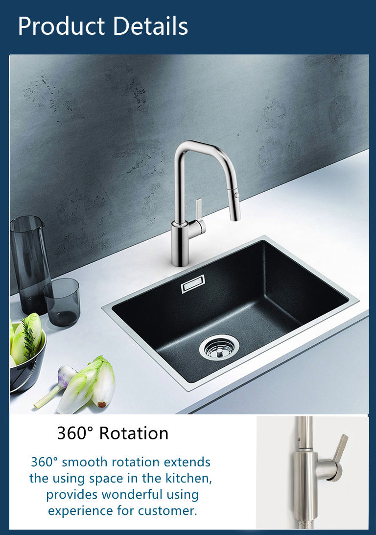 stainless steel sink with black tap