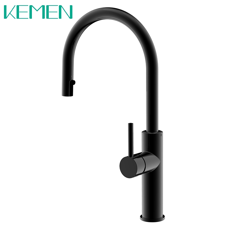 360 Degree Rotation Faucet Single Handle Black Mixer Tap Pull Down Spray Kitchen Faucet