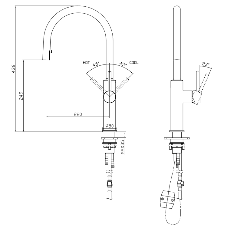 pull down spray head