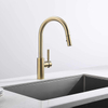 Gold Kitchen Faucet Stainless Steel Single Hole 2 Function Sprayer Pull Down Kitchen Faucet