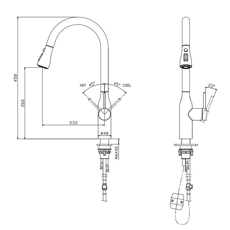 tall kitchen faucet with side sprayer