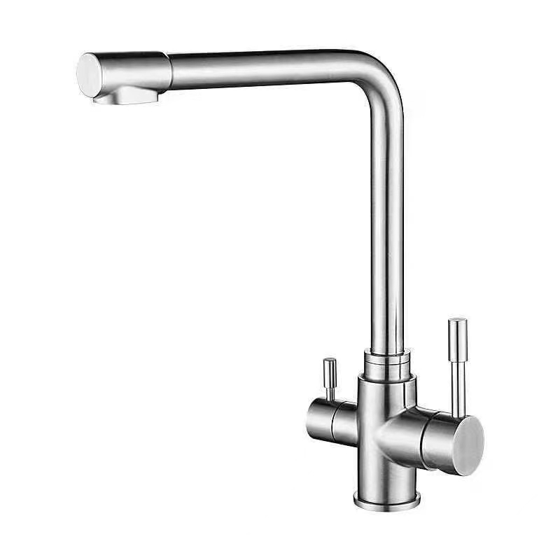 Hot Selling 3 Way Stainless Steel Water Tap Drinking Filter Water Faucet Dual Handle Water Purifier Kitchen Faucets