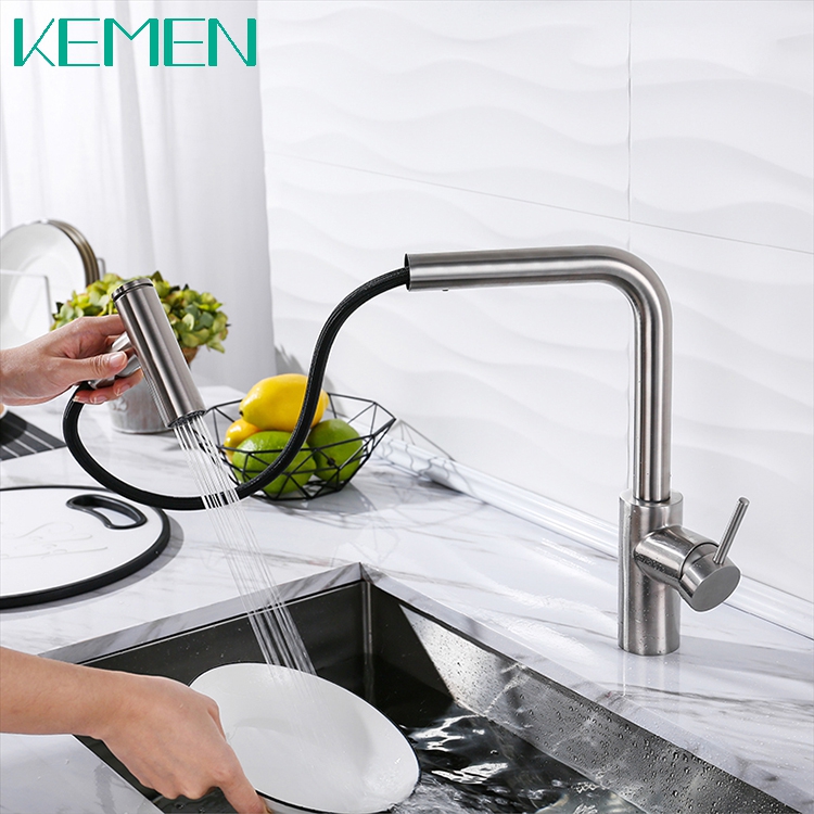 2022 Contemporary Kitchen Faucets Hot And Cold Water Mixer Kitchen Sink Faucet with Pull Out Sprayer