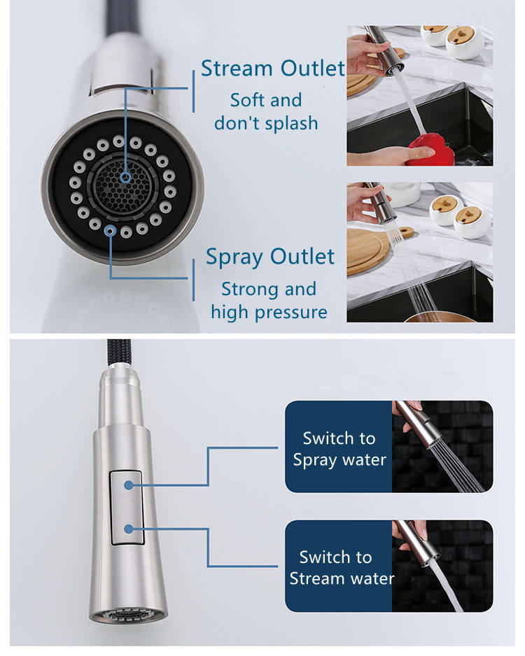 pull down kitchen faucet with soap dispenser