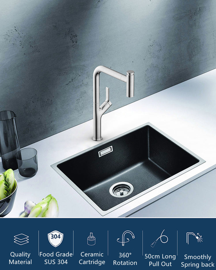 two handle pull down kitchen faucet