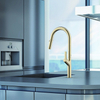 Luxury Gold Pull Down Taps Single Handle Kitchen Sink Mixer Brushed Gold Kitchen Faucet With Pull Down Sprayer