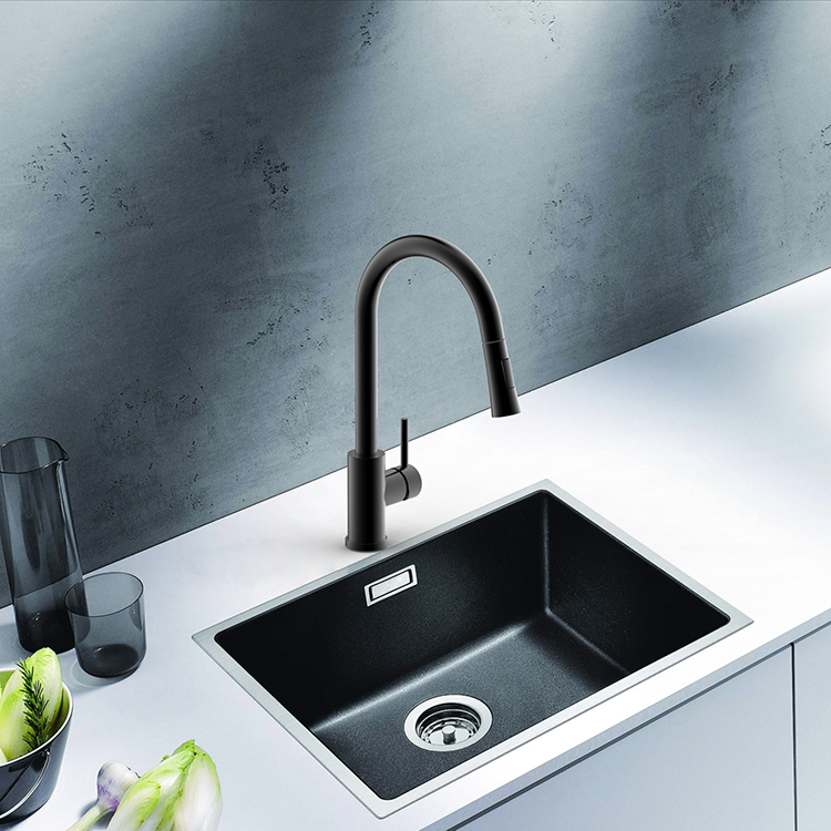 304 Stainless Steel Hot And Cold Water Flexible Hose For Kitchen Faucet With Pull-Down Sprayer Black Color Kitchen Sink Tap